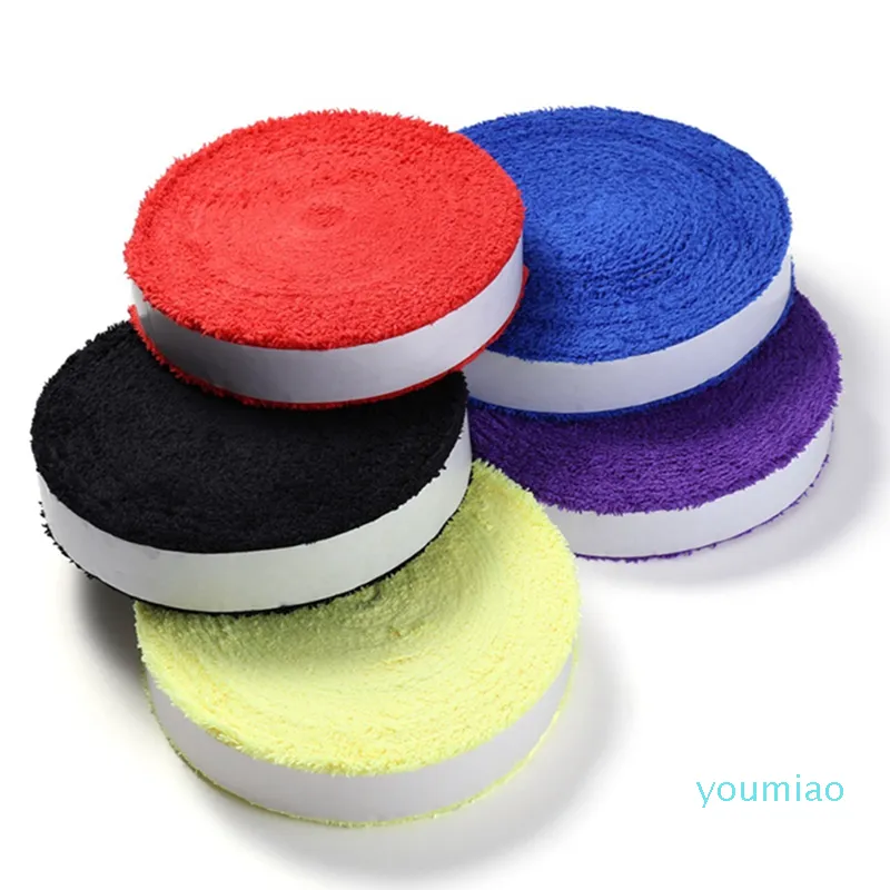 1 carrete 10M toalla pegamento agarre antideslizante raqueta de bádminton overgrips 5 colores