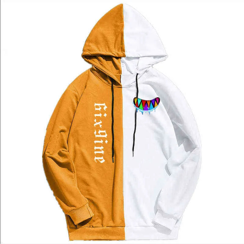mengyang04 Cartoon Color Block Hoodie for Men and Women
