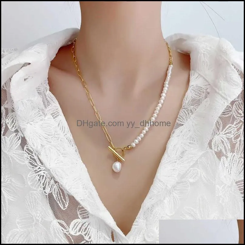 Vintage Luxury Temperament Freshwater Pearl Choker Necklaces French Baroque Irregular Pearls Design Clavicle Chain Necklace