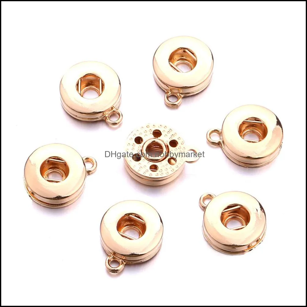 Silver Gold Color 12mm Snap Button Charms Connector Pendant Jewelry Making DIY Necklace Earrings Bracelet Supplier Wholesale