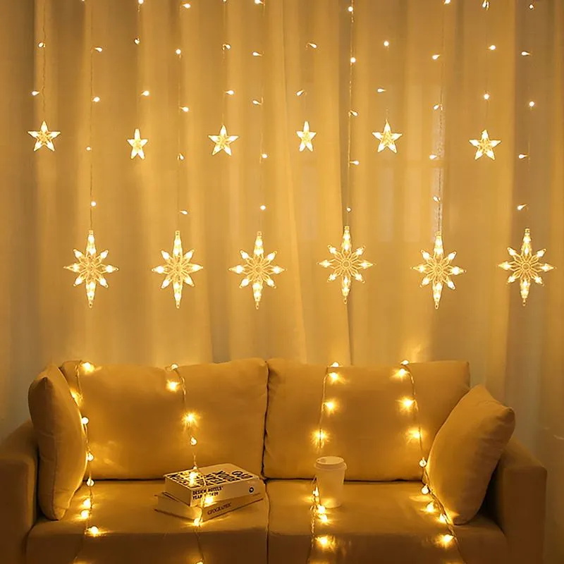 Strängar 2,5 m 12 LED North Star Lights String Twinkle Garlands EU Plug Christmas Lamps Holiday Party Wedding Decorative Fairy