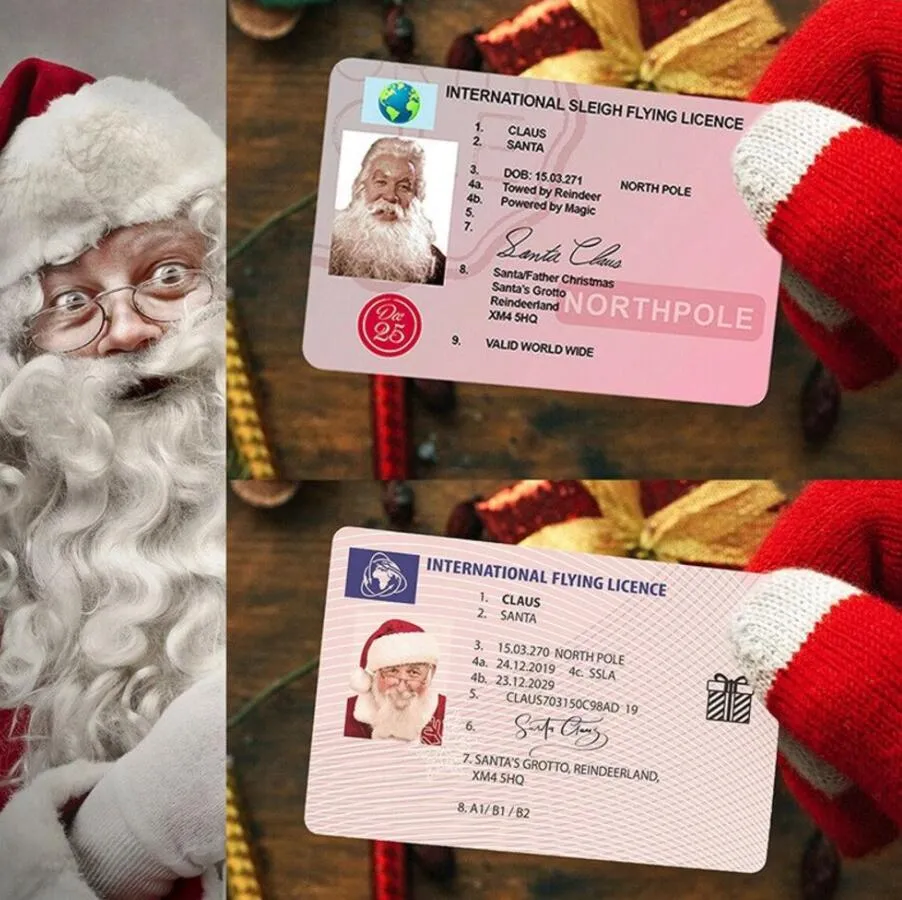 Kerstmis Santa Claus Vluchtvergunning Kerstavond Rijvergunning Xmas Giften voor Kinderen Kinderen Kerstboomdecoratie