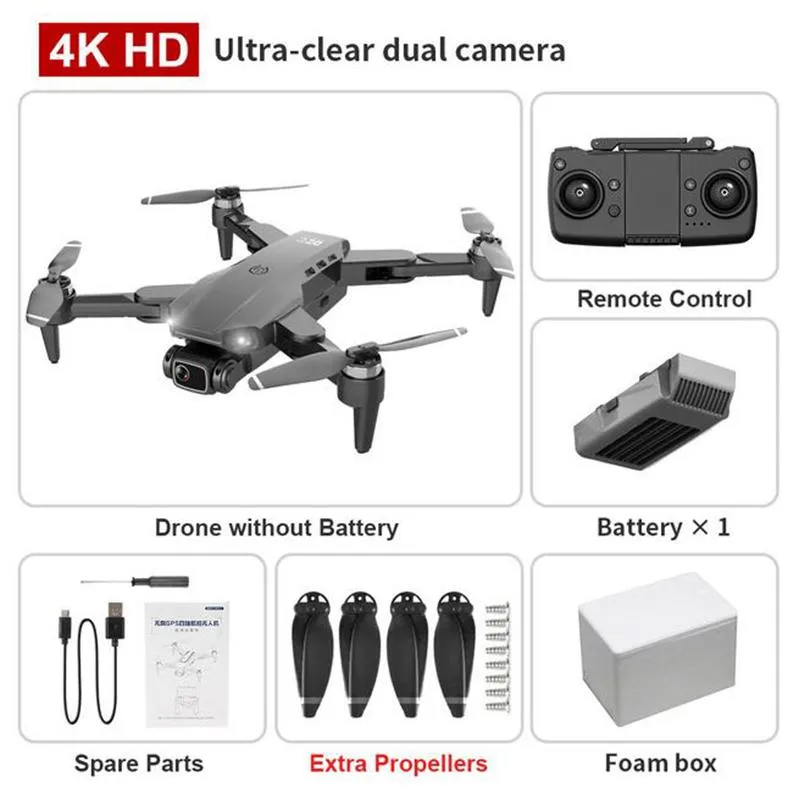 Drone double caméra L900 Pro 4K HD avec 5G WIFI FPV Transmission en temps réel moteur sans balais Distance Rc 1.2km Mini Drone
