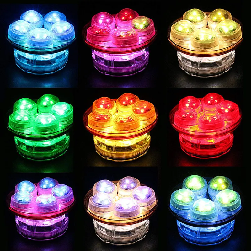 Batterij Dompelbare LED-verlichting Waterdicht Onderwater Nacht Lamp Afstandsbediening Tea Light Vase Weding Party Decor Lighting D2.0