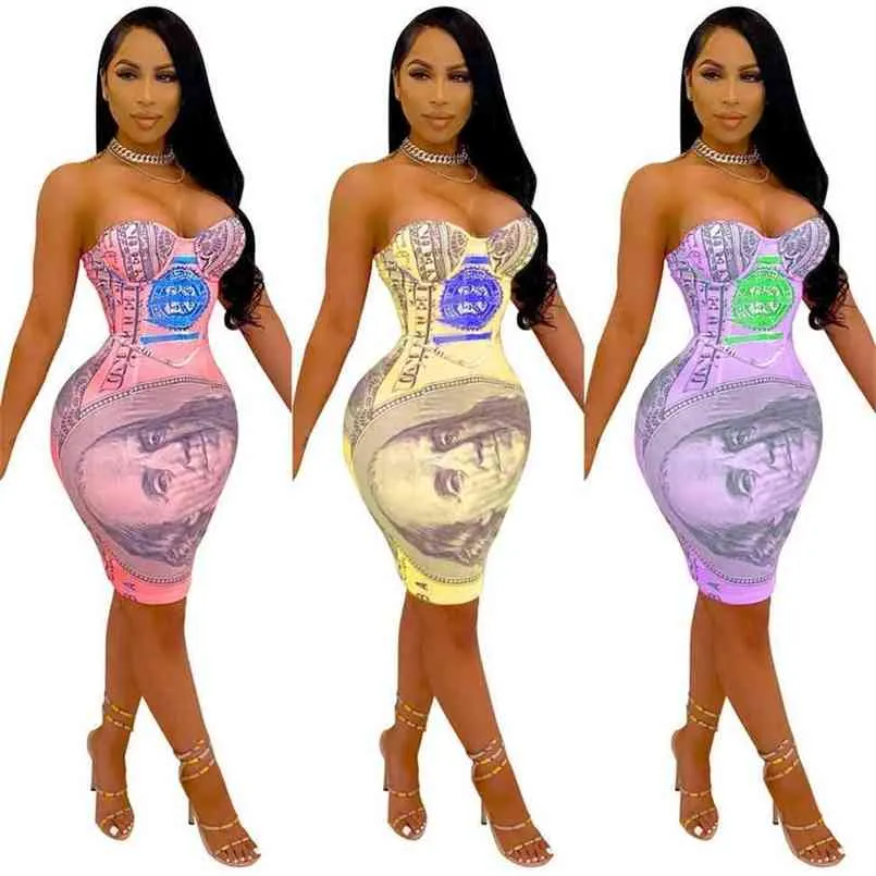 Sexy mini jurken mode jumpsuit rok vrouwen kleding club eendelig jurk shorts casual zomer party bohemian dollar print mouwloze 5color G67A97Y