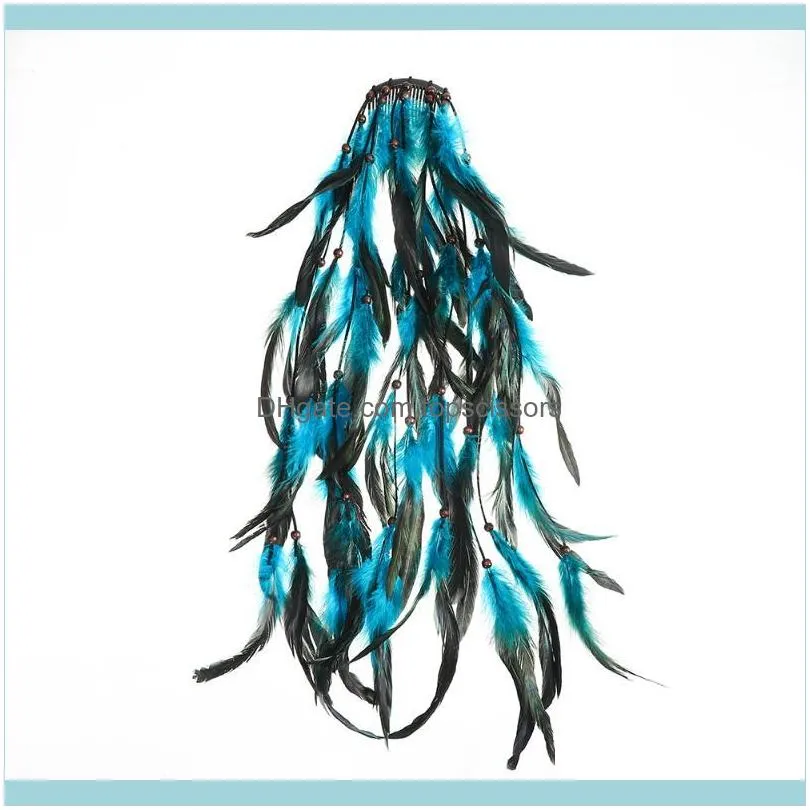 Haimeikang Boho Peacock Headpiece Headdress Headband Women Festival Feather Hippie Hair Accessories1