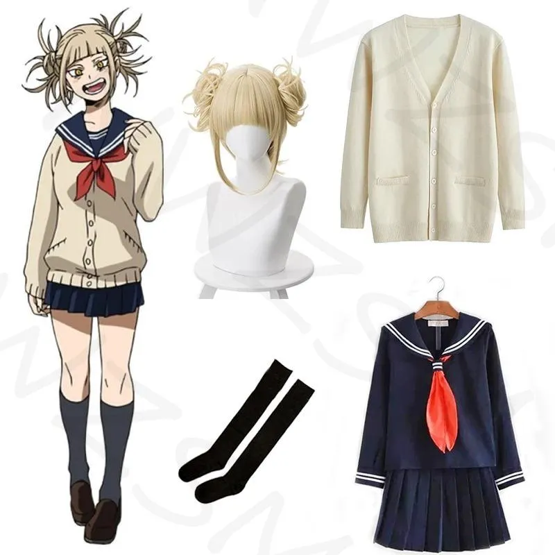 Gym Clothing Academia Cosplay Halloween Costume Anime Hero Himiko Toga JK Uniform Sweater Coat Wig Costumes