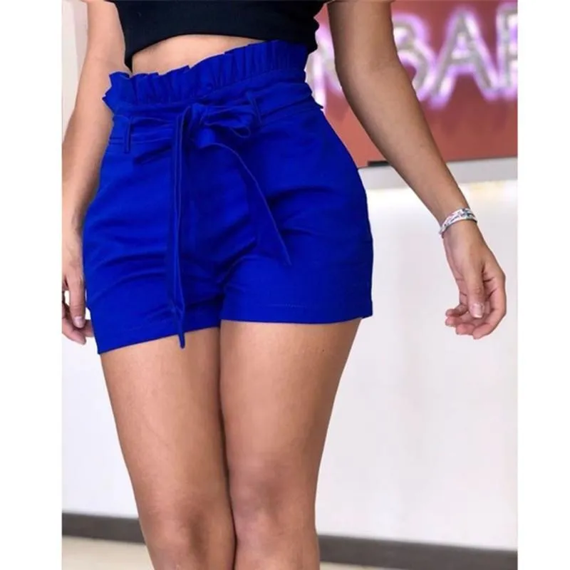 Gele shorts vrouwen bowknoted mini sexy tabelstring zomer vrouwelijke zakken korte femme pantalon corto mujer verano dames