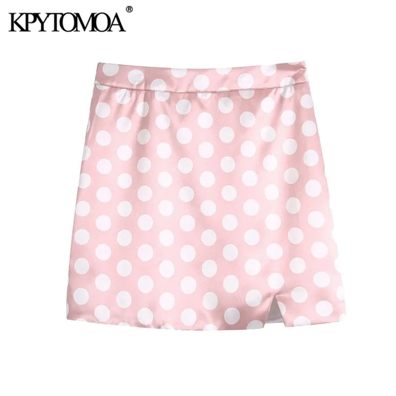 Kvinnor söt mode polka dot print mini kjol hög midja tillbaka dragkedja kvinnlig kjolar mujer 210420