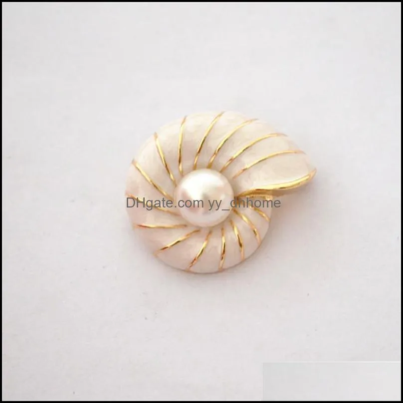 Pins, Brooches Retro Style Enamel Conch Personality Fashion Simple Imitation Pearl Brooch Men And Women Models