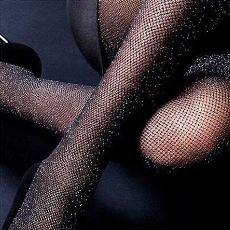 セクシーな女性のタイツBling Glitter Fishnet Stockings.Ladiesスライバ光沢のあるフィッシュネットストッキングPantyhose.Female Club Party Hosiery 211201