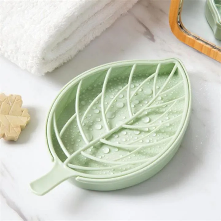 Leaf shape soap holder Non slip soap box Toilet shower tray draining rack bathroom gadgets soap dish tray holder