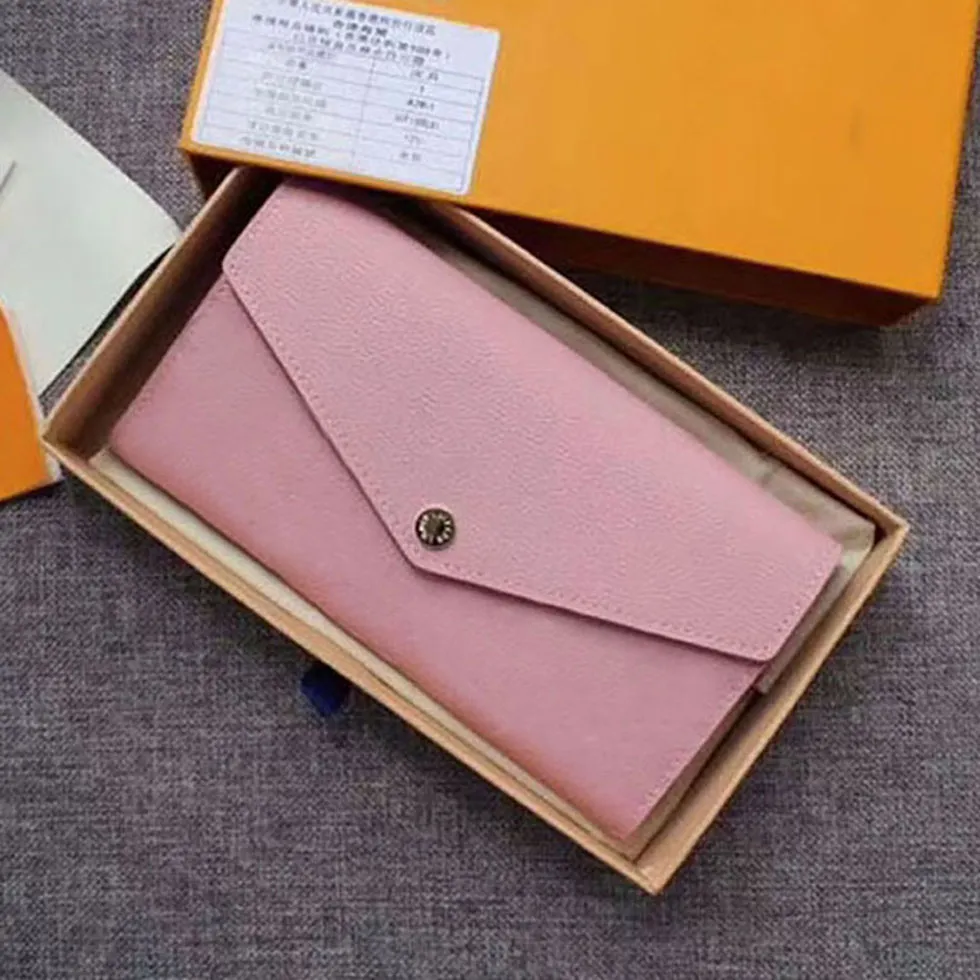 SARAH Buckle Wallets Women Fashion Long Purses Solid color Leather Woman Designer Grace Clutch Coin Purse card slots Wallet Handbags With box