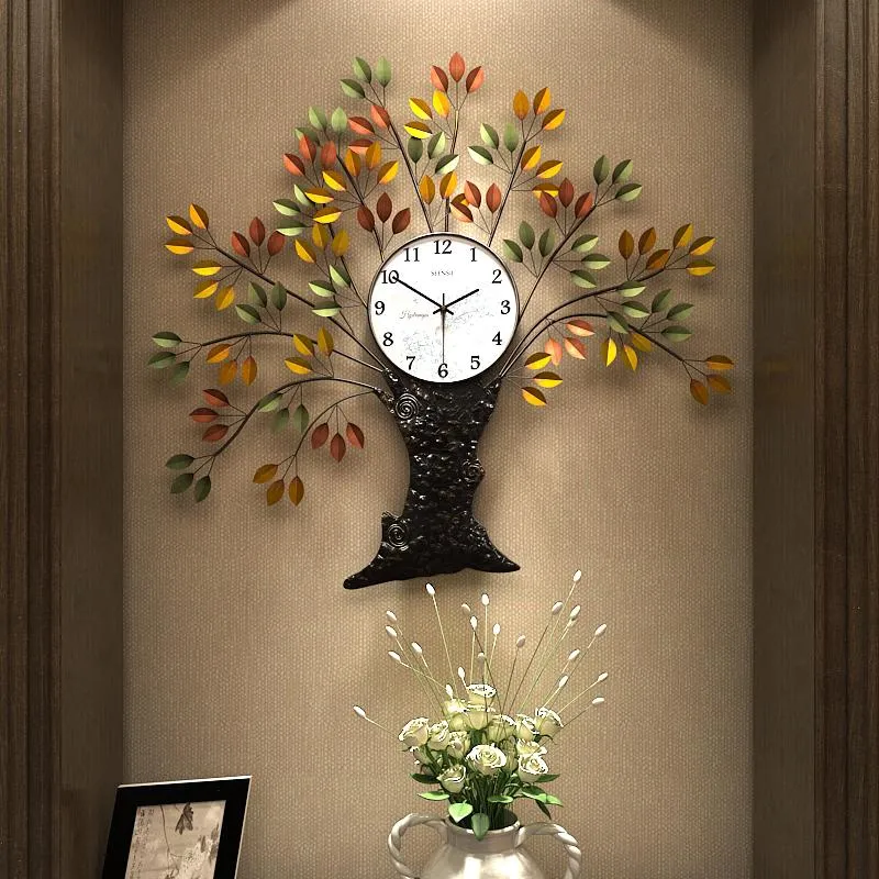 Zegary ścienne kreatywne metalowe kształt drzewa zegar wiszące zegarki moda 3D duży dom domowy dekoracja salonu
