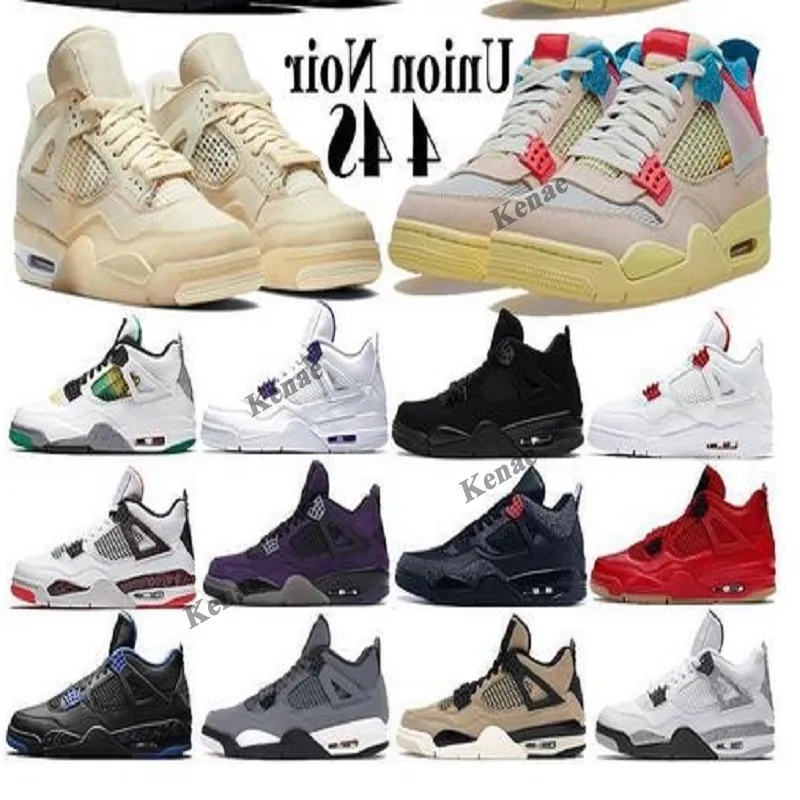 arrivo Union Noir Guava Ice 4 4s Jumpman scarpe da basket da uomo White X Sail metallic viola Neon Splatter trainer Scarpe da ginnastica sportive Scarpa