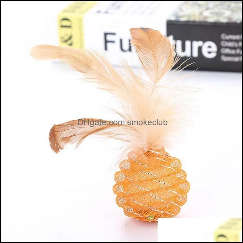 Cute Pet Cat Toy Line Ball Feather Tube Funny 3.5cm Pineapple Toys