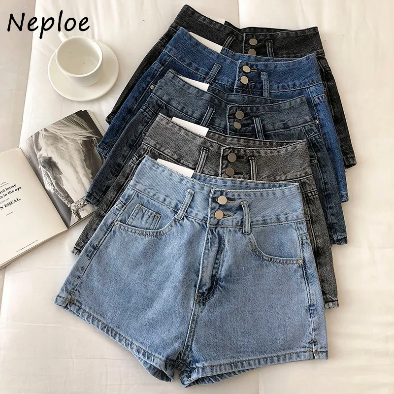 NEPLOE High Waist Hip Shorts Feminino Lato Nowe Slim Denim Krótkie kobiety Znosić wszystkie mecz 210423