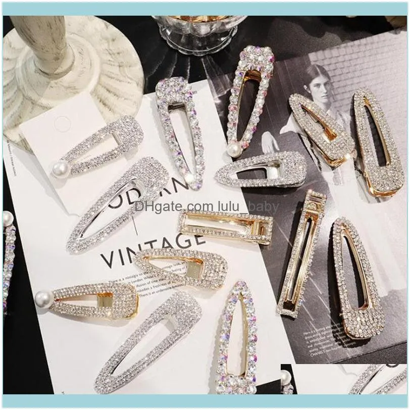 Korean Crystal Hairpins Women Hair Jewelry Fashion Simulation Pearl Gold Barrettes Clips Pins Wedding Bridal Tiara Accessories