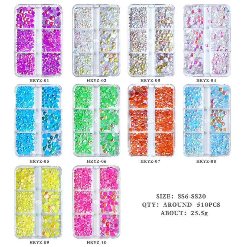 3D Mermaid Mini Rhinestones For Nails 6 Grids, Candy Colors, Mixed Sizes,  DIY Crystal Beads For Nails Decoration From Misssecret, $2.11