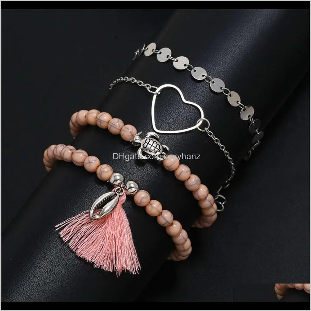 jewelry shell sequin bead chain tassel bracelet four piece suit anklet bn-79