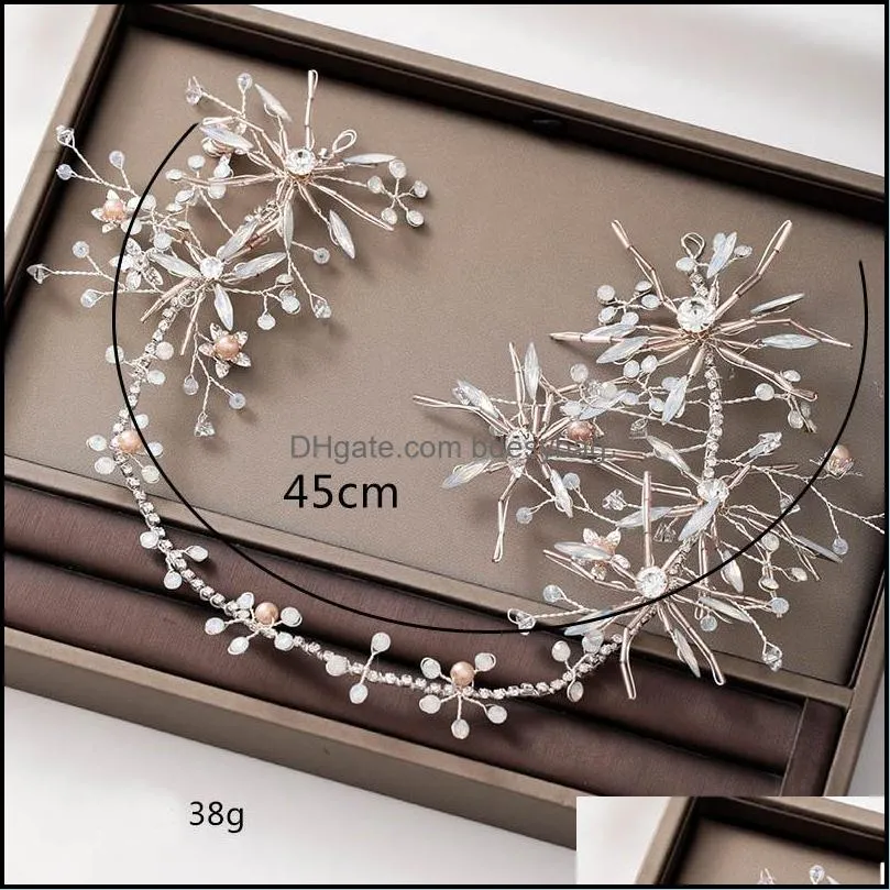 Other FORSEVEN Handmade Zinc Alloy Rhinestone Headband Women Hairband Wedding Hair Jewelry Party Headpeice Bride Accessories JL