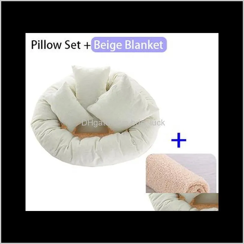 4pcs Photography Pillows Set + 1pc Wrap Blanket Newborn Photography Props Set Solid Color Infant Newborn for Studio