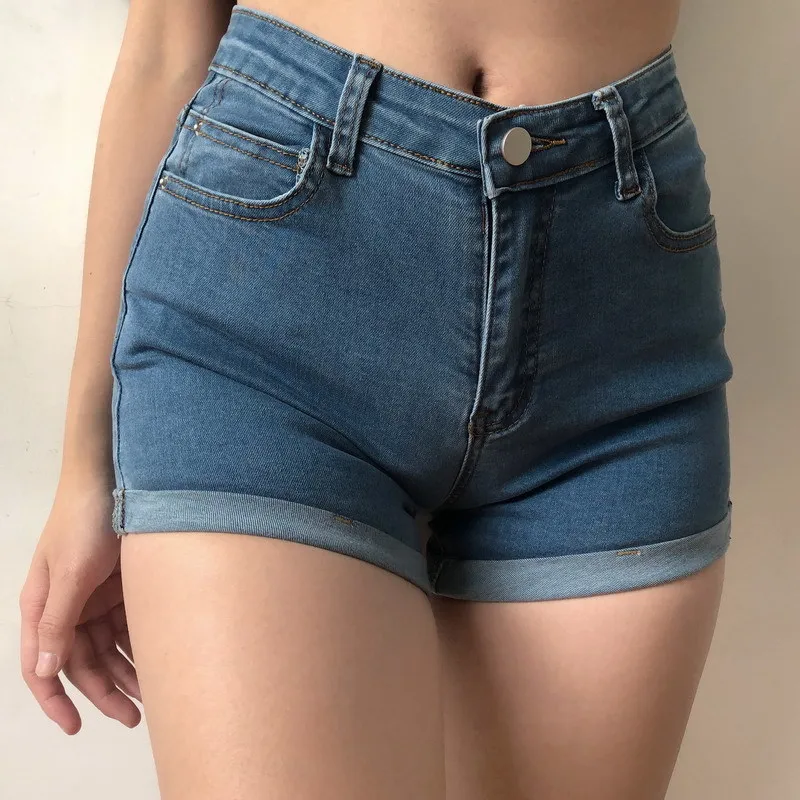 High Waist Curling Blue Denim Shorts Womens For Women Tight Fitting And  Stretchy Summer Shirts 210514 From Dou01, $23.31