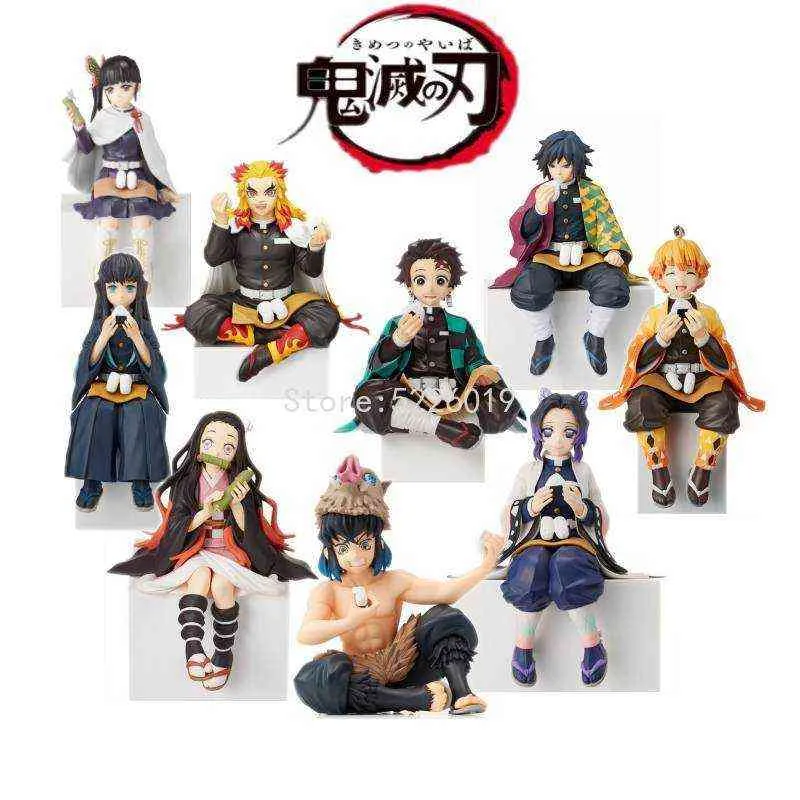 14cm Kimetsu no Yaiba 애니메이션 피규어 Hashibira Inosuke Agatsuma Zenitsu 액션 피규어 악마 슬레이어 프리미엄 Chokonose 입상 완구 H1124