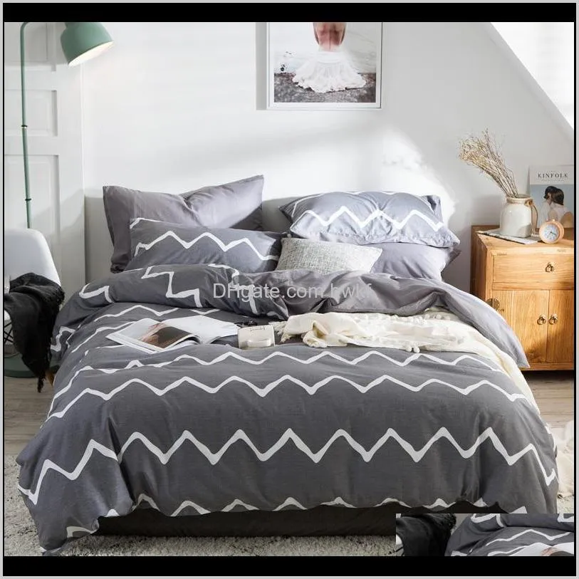 100% cotton stripes duvet cover sets simple bedding set with pillowcases single double queen king size quilt cover bedclothes 201127