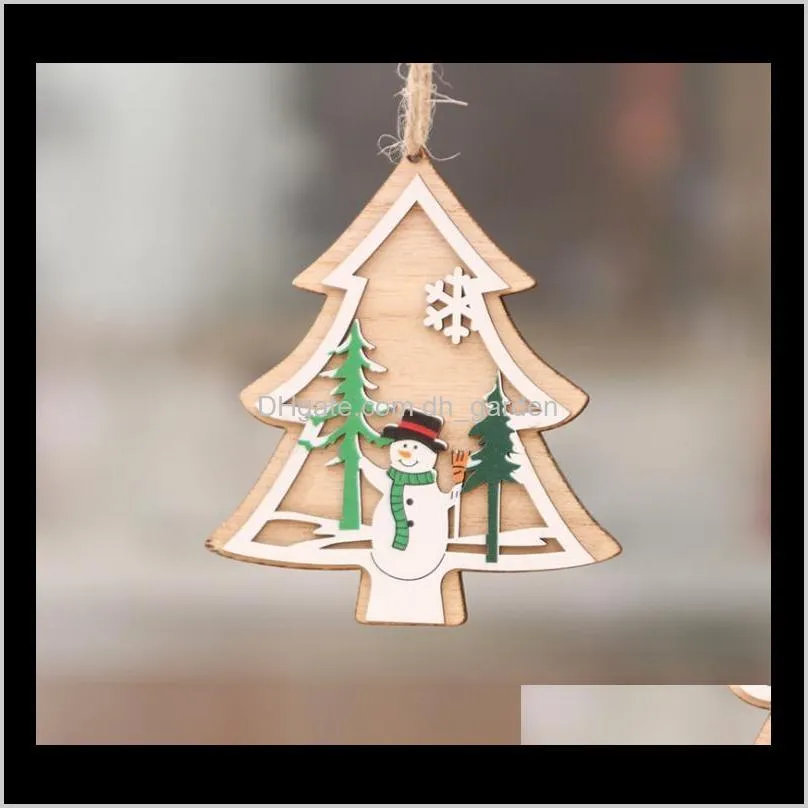 2d 3d christmas ornament wooden hanging pendants star xmas tree bell christmas decorations for home party new year sn1962