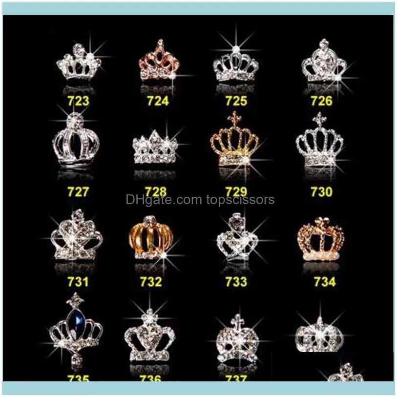 Nail Art Decorations 10pcs Golden Crown Alloy Jewelry Charms Crystal Polish Manicure Craft Germs 3D Rhinestones Accessories #5-6