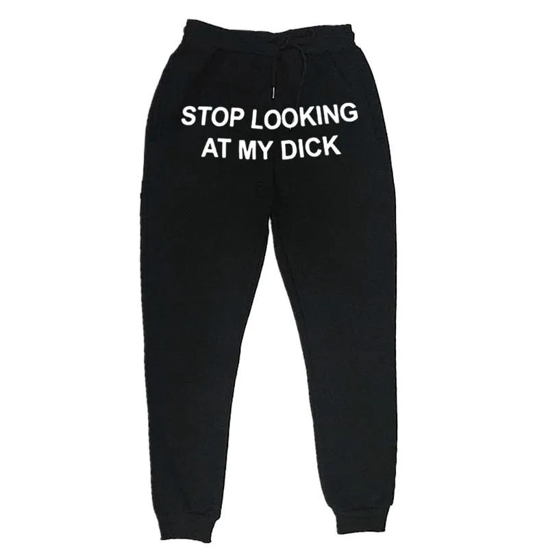 Heren Dames Joggers Joggingbroek Stop met kijken naar mijn lul Joggingbroek Hiphopprint Hoge taillebroek Streetwear Hippie Heren