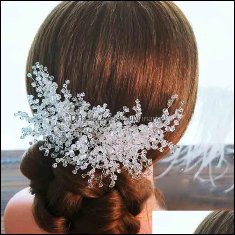 Bijoux de cheveux de mariage élégant accessoires de mariée à la main cristal strass fête de bal Pageant peigne épingles à cheveux livraison directe 2021 Eeqkg