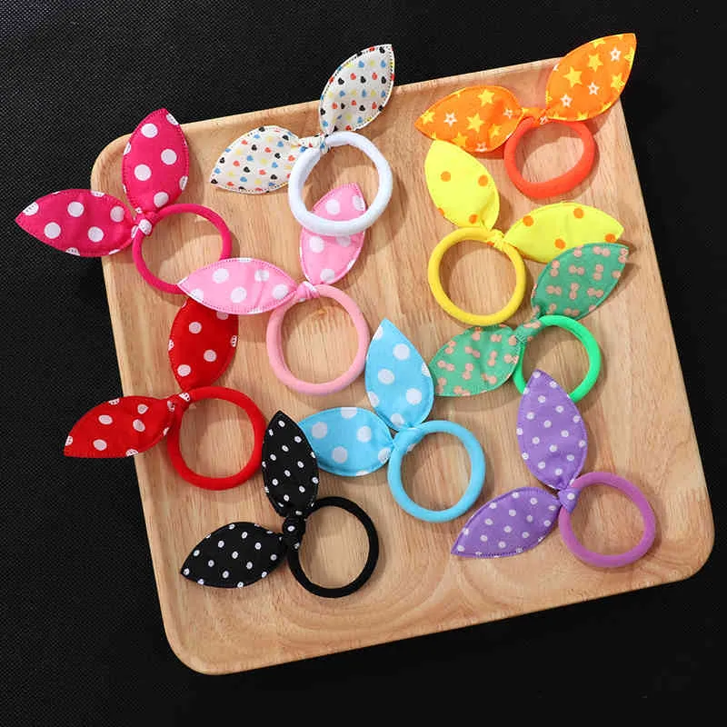 10 stks Leuke Konijn Oor Ring Meisje Rubber Band Elastische Haarbanden Baby Hoofddeksels Koreaanse Kinderen Haaraccessoires Ornamenten