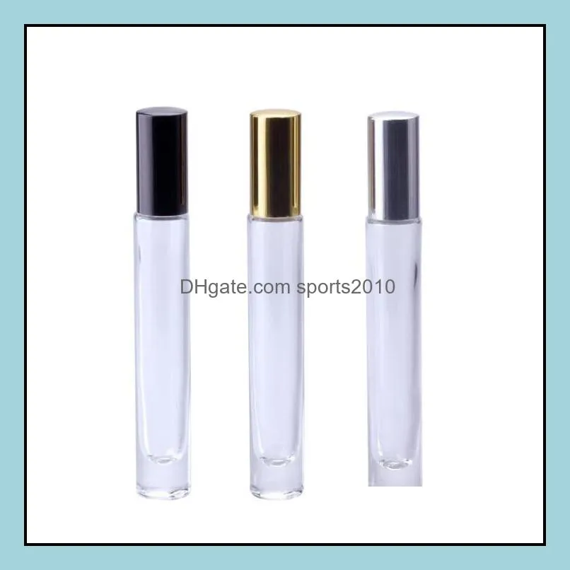 Thick bottom 10ml metal Empty Glass Perfume roller ball Steel ball Bottle Spray Perfume Atomizers Bottles LX1840