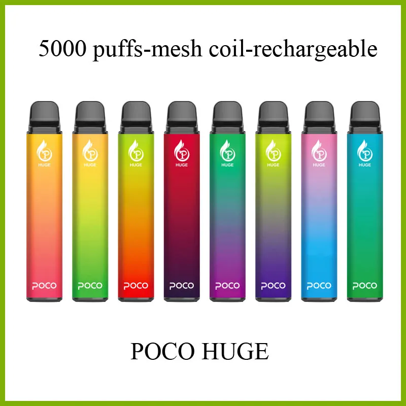 Poco Huge 5000 puffs mesh coil Electronic Cigarette Disposable pen with 950mah Vape Pen battery and prefilled 15ml cartridge pod