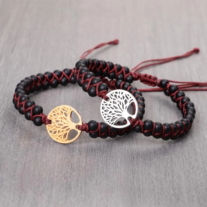 Charm Armbands Tree of Life Black Onyx Stone Pärled Steel Imperial Jaspers Empire Emperor Wrap Armband Women Men Healing