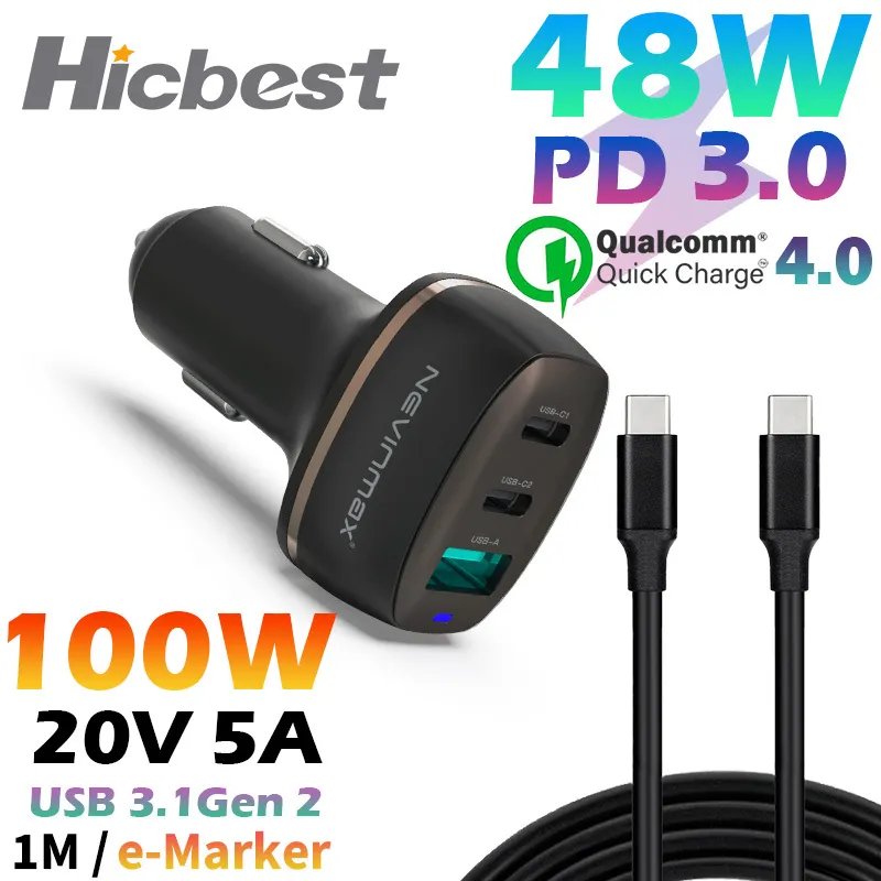 48W PPS PD Samsung S20 Note 20 Ultra Note10 QC 4.0 USB Type C Chargeur de téléphone de voiture rapide pour iPhone 12 SE 11 Macbook