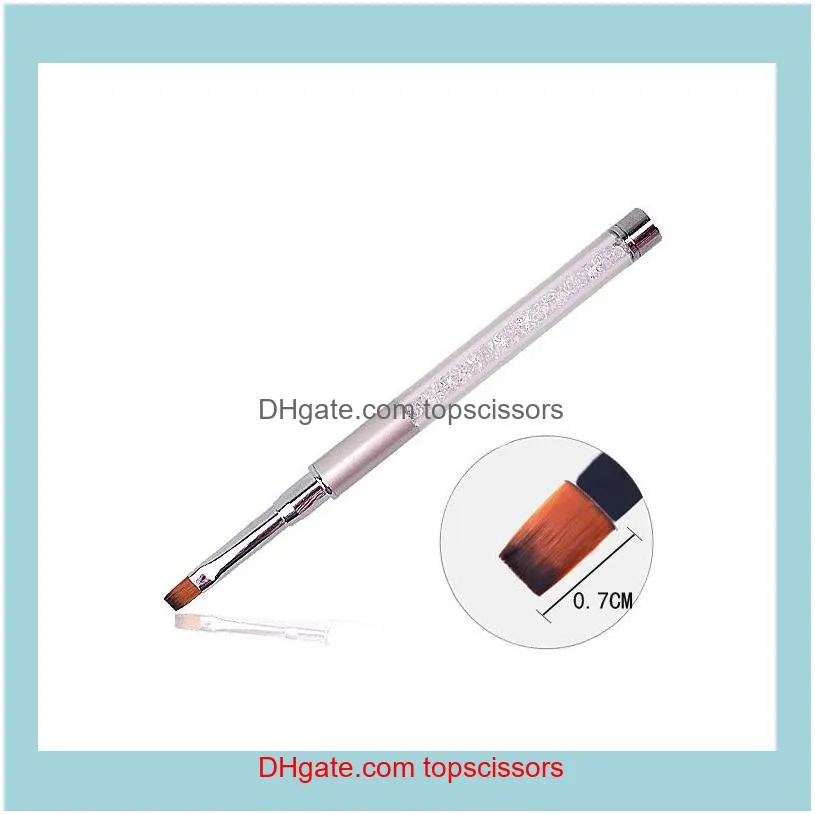 Nail Art Brush Pen Rhinestone Diamond Metal Acrylic Handle Carving Powder Gel Liquid Salon Liner Nail Brushes With Cap