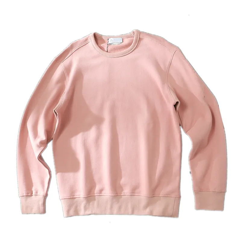 Felpa da coppia di alta qualità per il tempo libero tinta unita Retro Street Pullover da uomo moda senza cappuccio maglione a maniche lunghe Marchi europei e americani