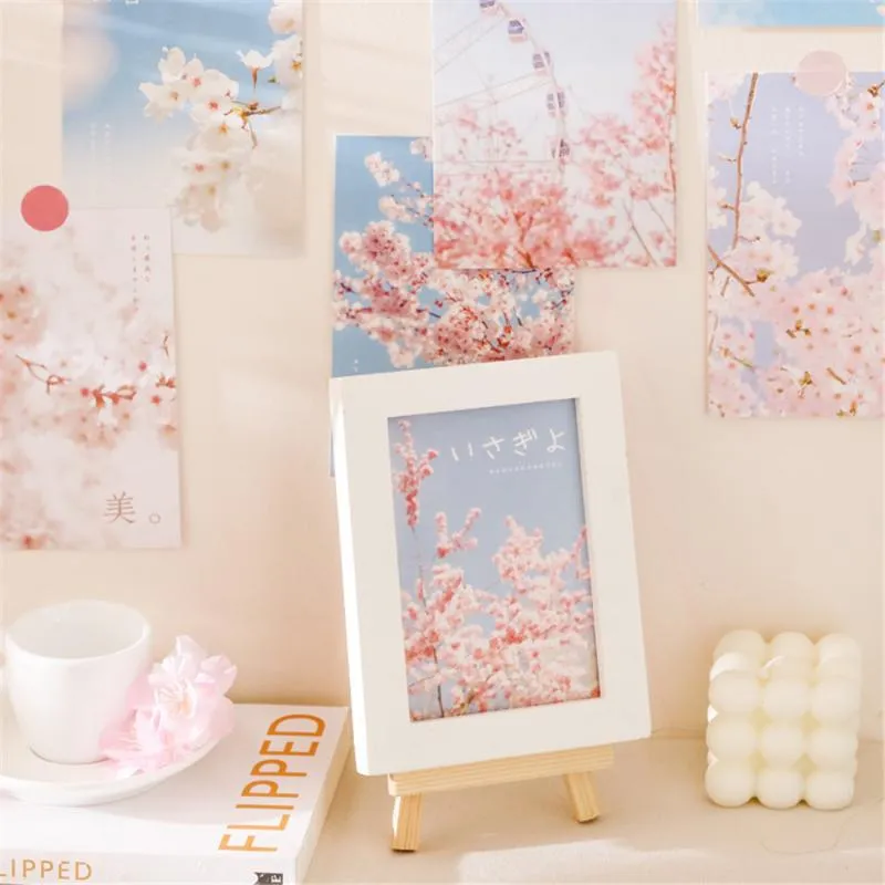 Väggklistermärken 15st Ins-stil Sakura serie Papperskort Klistermärke Väggar Japansk kultur Litterär Skönhet Rum Dekoration Tillbehör Hoom Decor