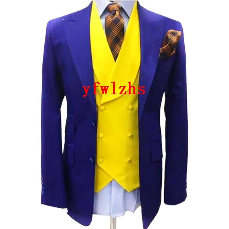 Custom-feita dois botões Groomsmen Peak Lapel noivo TuxeDos Homens Suits Casamento / Prom / Jantar Homem Blazer (Jacket + Calças + Tie + Vest) W851