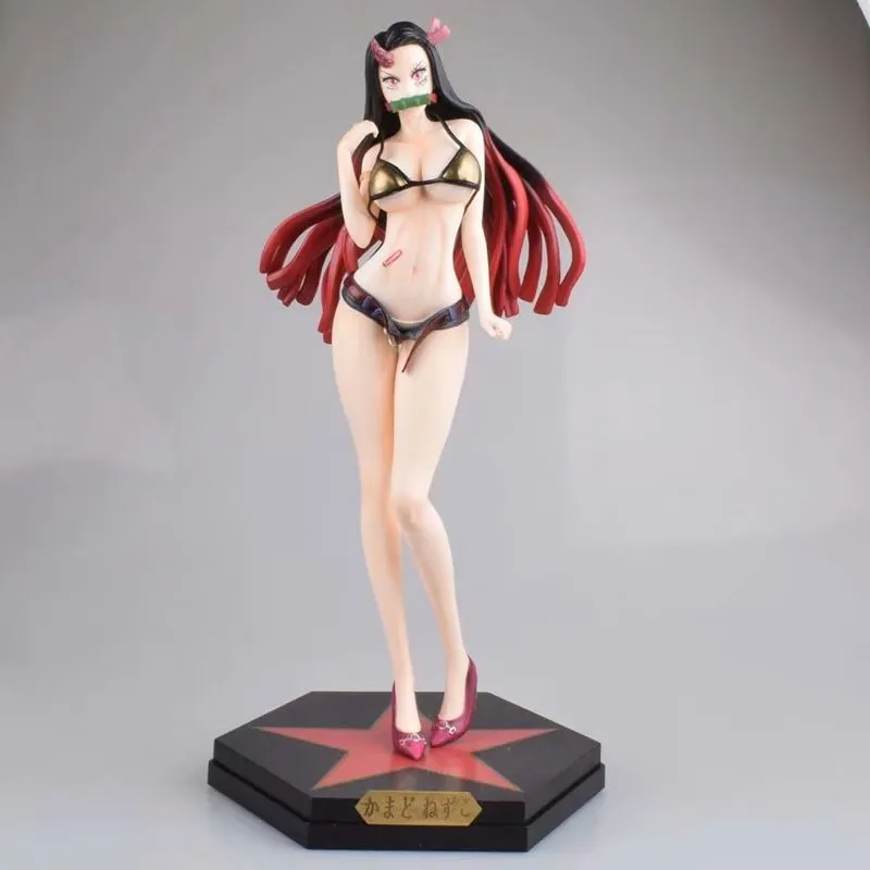 34 cm Agatsuma Demon Slayer Sexy Anime Figure Kimetsu No Yaiba Kamado Nezuko PVC Action Figure Jouet Anime GK Ma Fille Modèle Poupée X0526