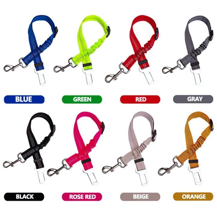 pet dog cat car seat belt safety Leashes vehicle seatbelt harness elastic reflective dog-seatbelt harness bungee dogs leash clip SN3341