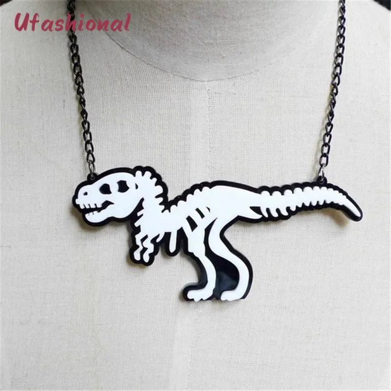 Mode punk kettingen voor vrouwen chocking femme dinosaurus hanger links keten zinklegering charmes boho collare colar ketting chokers