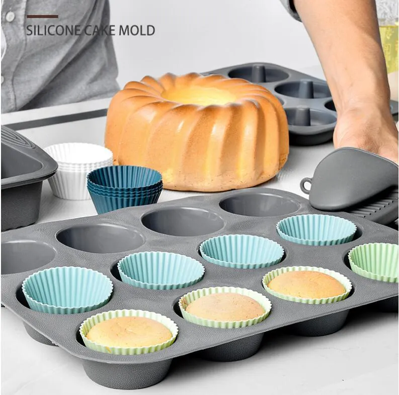 Silicone Baking Cups Cake Tools Reusable Pack of 24 Multicolor Muffin Liner Cake Molds High Temperature Resistance