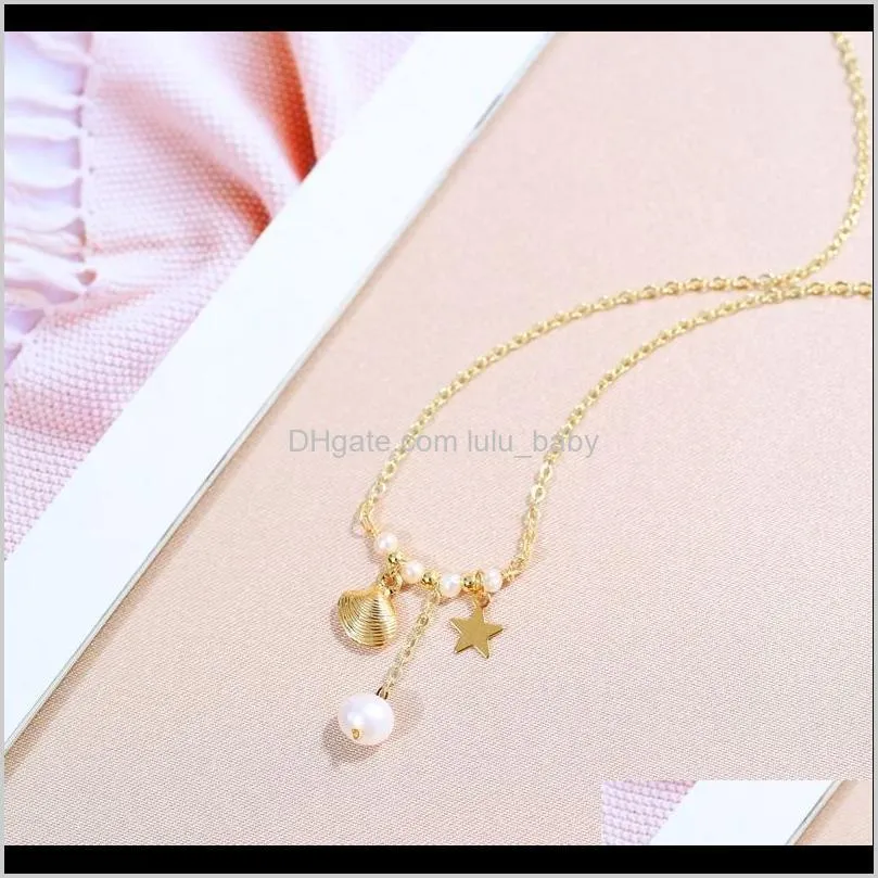 high quality pearl necklace shell pattern 6-7mm round freshwater pearl pendant necklace for women supply