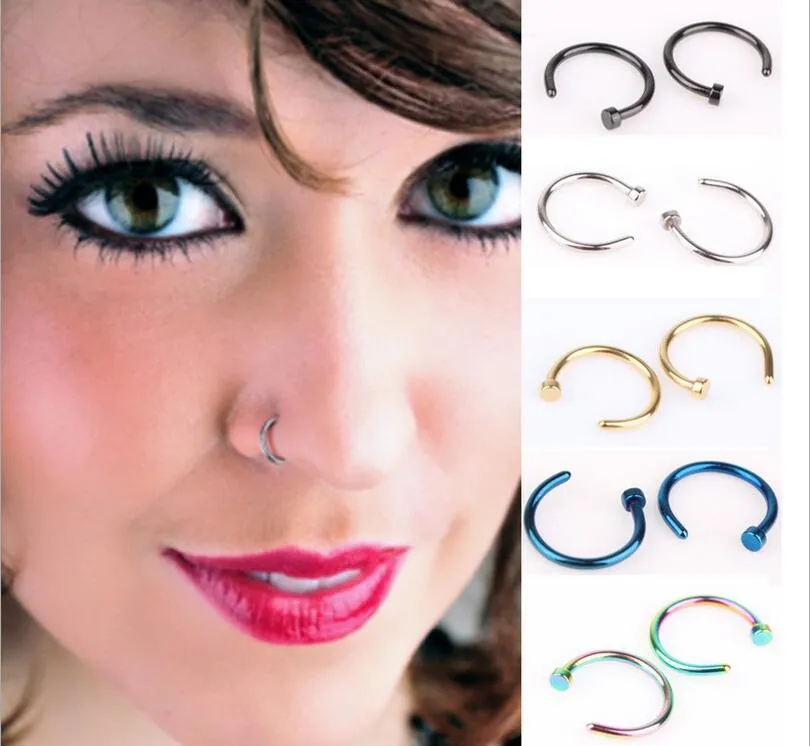 Haute qualité nez anneaux corps Art Piercing bijoux bijoux de mode en acier inoxydable nez ouvert cerceau boucle d'oreille goujons faux nez anneau