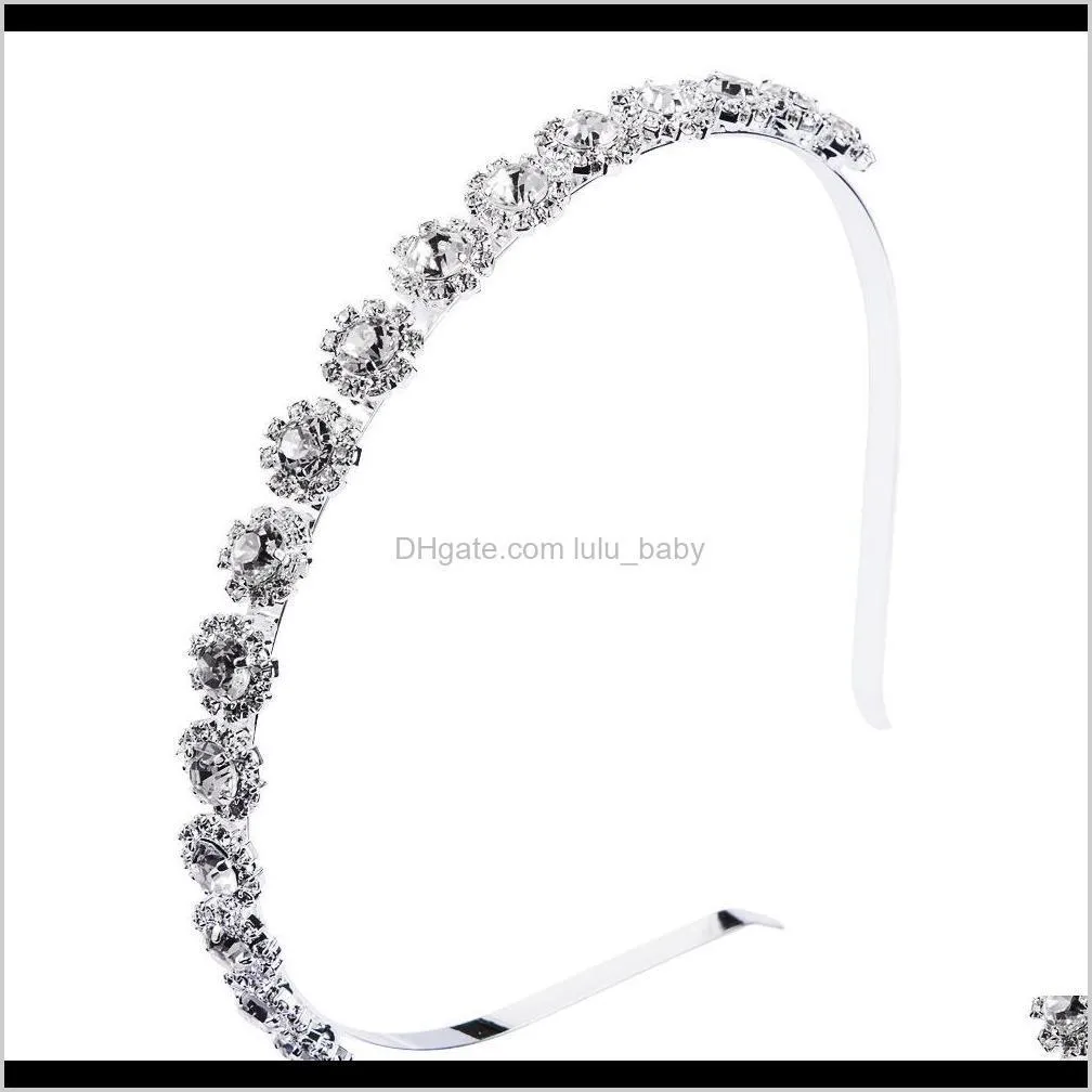 exquisite thin edge hair band alloy diamond-encrusted super flash headband small flower shape elegant face washing hairpin baroque