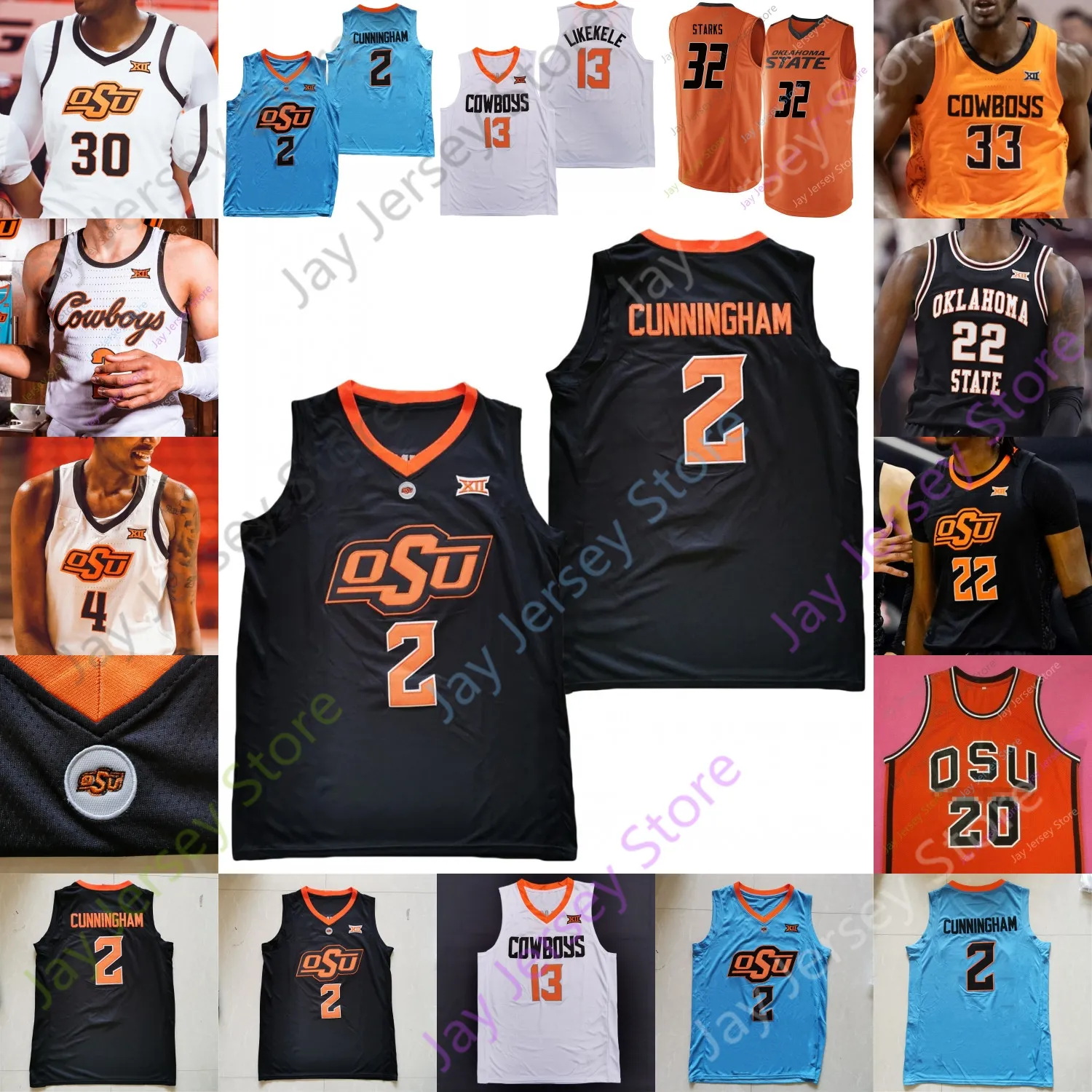 Custom Oklahoma State OSU Basketball Jersey NCAA College Isaac Likekele Keylan Kalib Boone Avery Anderson III Cade Cunningham Bryce Thompson Moussa Cisse Williams